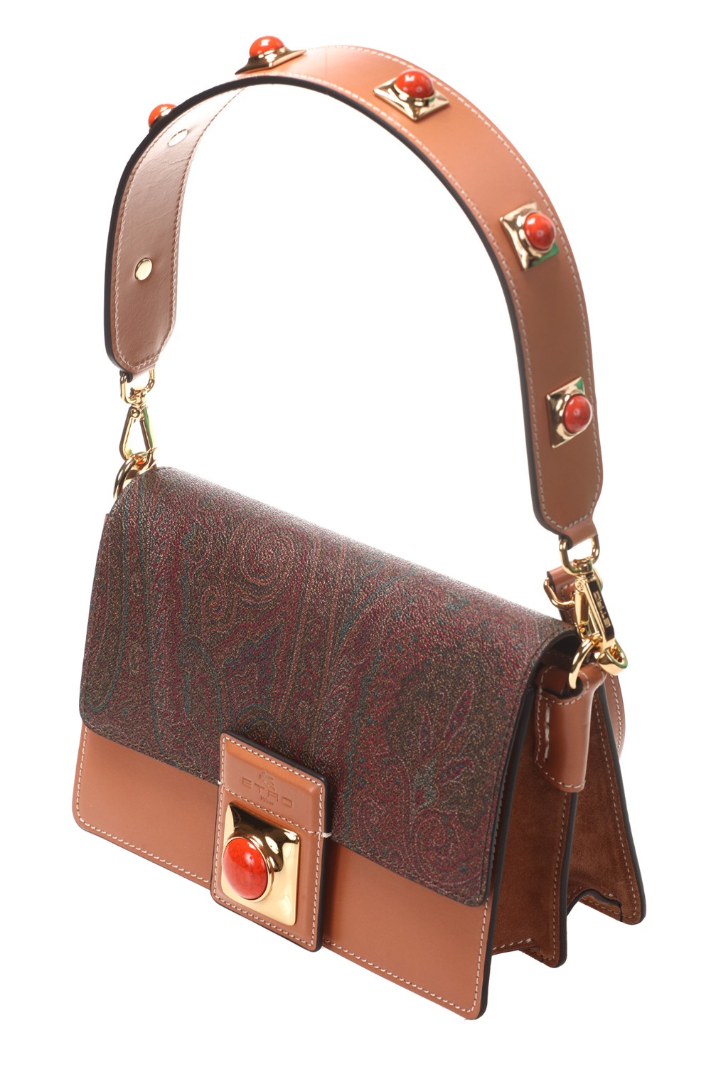 shop ETRO  Borsa: Etro borsa a mano Crown Me con pietre corallo.
Tessuto di cotone Paisley jacquard spalmato con grana opaca e doppiato in tela.
Tasca posteriore applicata.
Due scomparti interni.
Tasca interna applicata.
Manico in pelle removibile.
Tracolla regolabile e removibile altezza (luce) 45 cm.
Chiusura a calamita.
Accessori metallici con finitura dorata.
Fodera in tessuto logato ETRO.
Dimensioni: 23 x 16 x 9 cm.
Finiture: 100% pelle di vitello
Fodera: 66% cotone, 34% poliestere.
Fabbricato in Italia.. 1N797 8620-0602 number 6226024